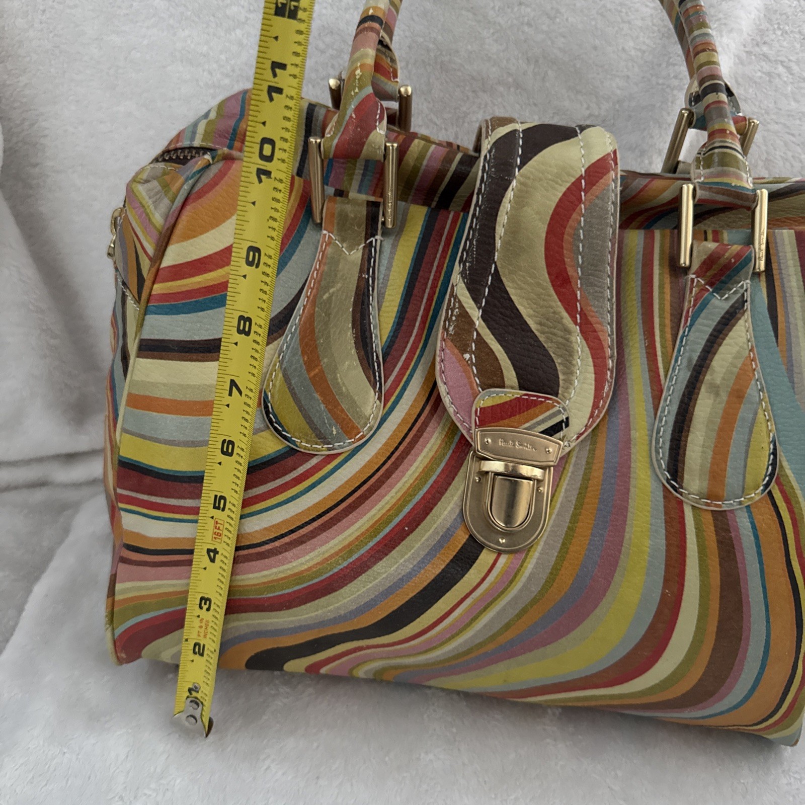Paul Smith Classic Multicolour Swirl Leather Push Lock Shoulder Bowler Handbag