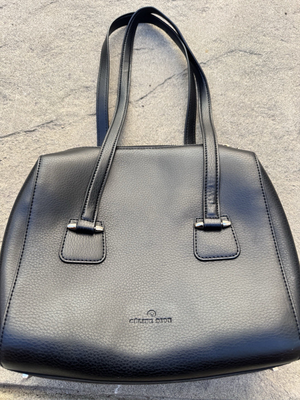 Celine Dion Black Leather Satchel Bag
