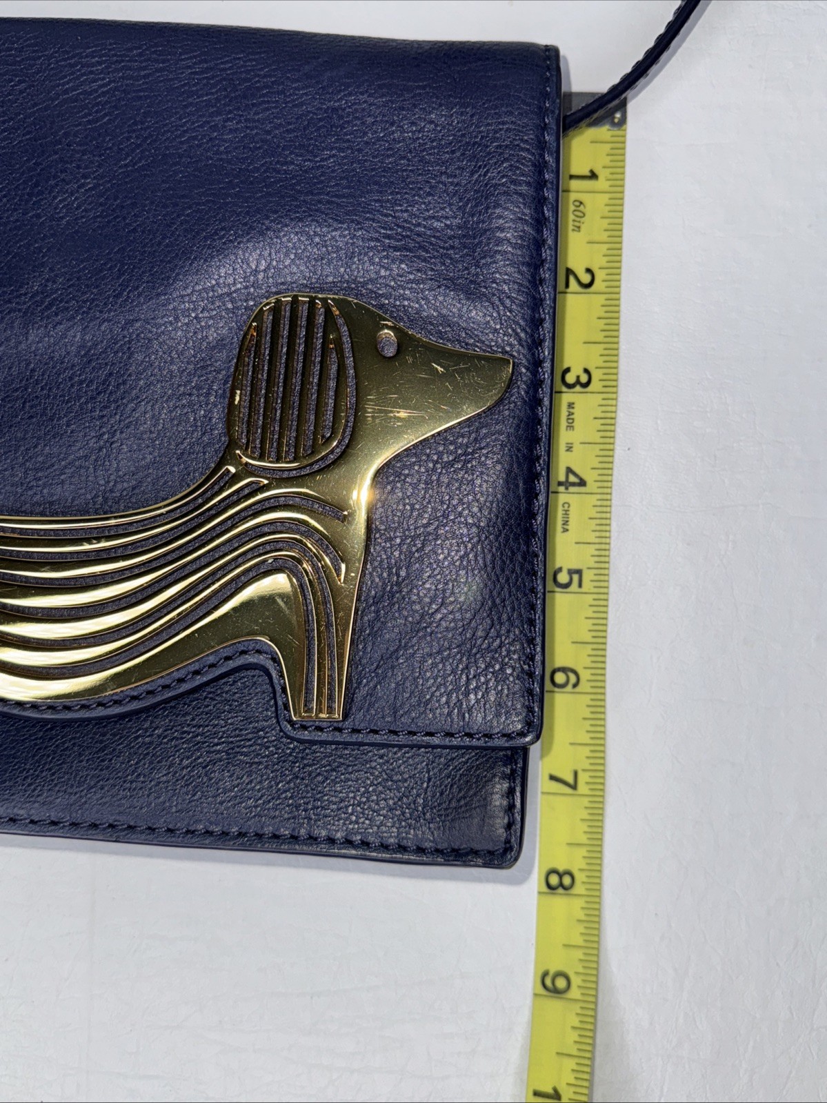 Jonathan Adler Dashshund Blue Leather Purse
