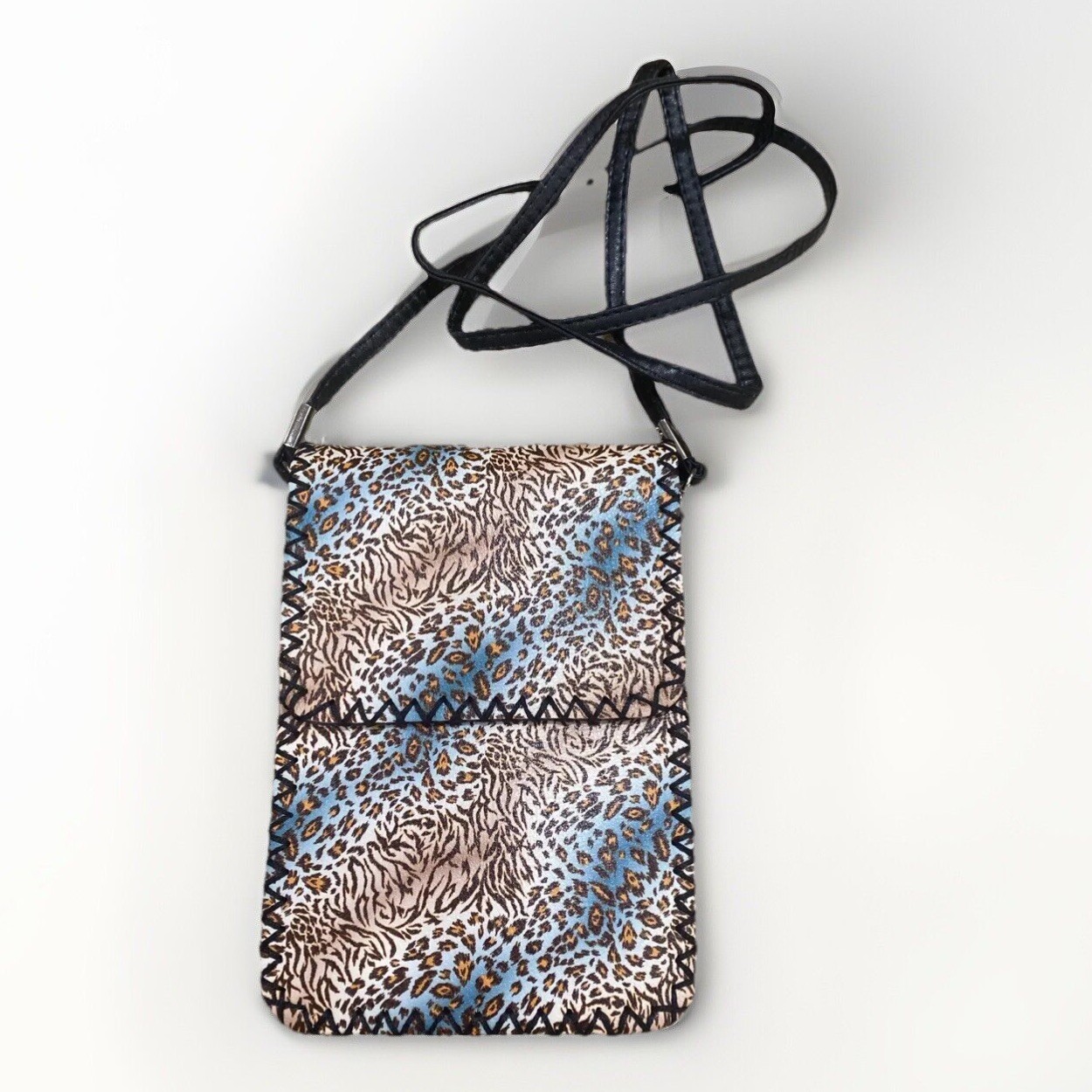 Leopard Printed Crossbody Purse Hand stitched Vegan Leather NWOT