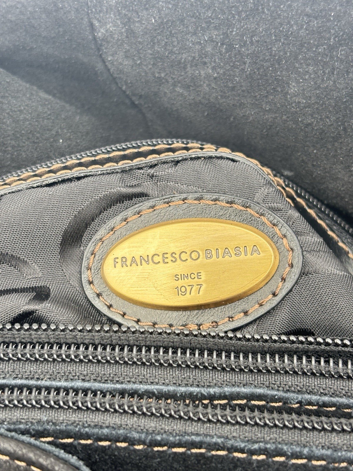 Francesco Biasia Shoulder Bag Leather Braided Handles Buckle Pockets Crossbody