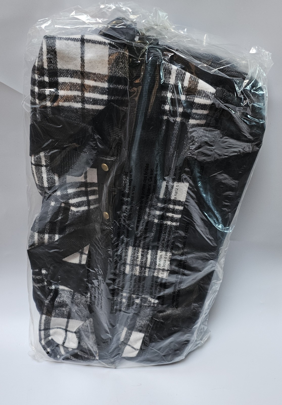 DSW Exclusive Black & White Plaid Weekender Bag Travel Carry On Bag