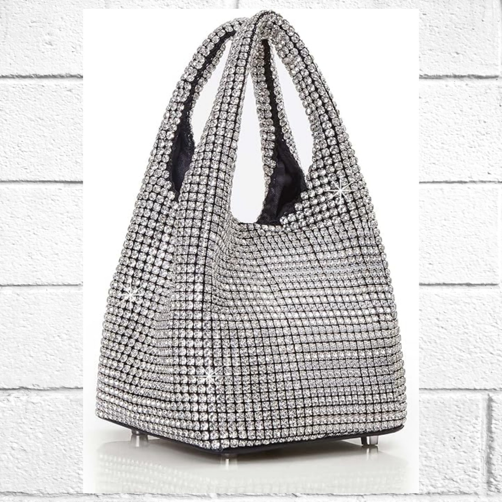 NWT! Sparkly Rhinestone Handbag Purse Shoulder Bag w/Detach Rope Chain Strap