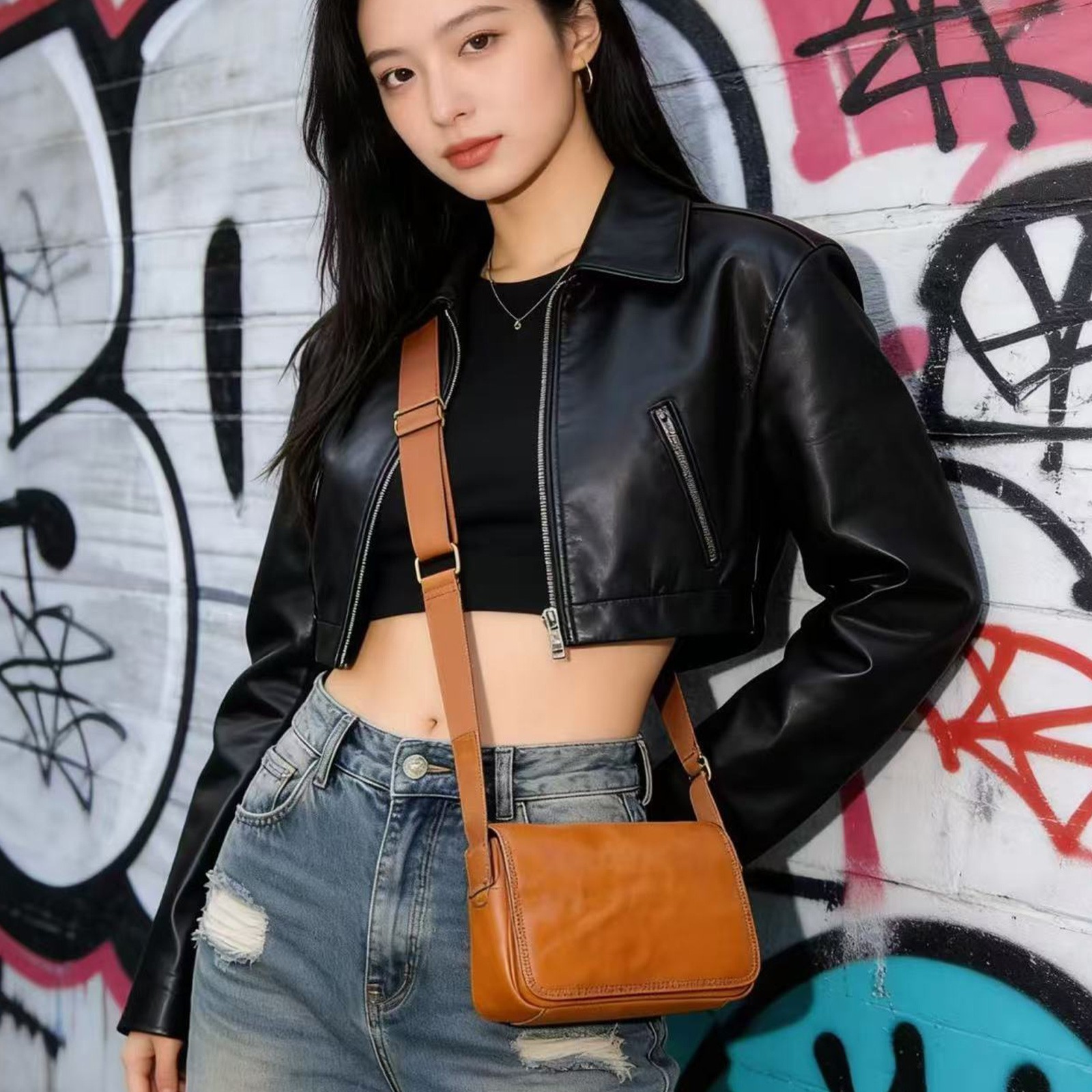 Genuine Leather Small Purse Shoulder Bag for Women Vintage Phone Crossbody Bag