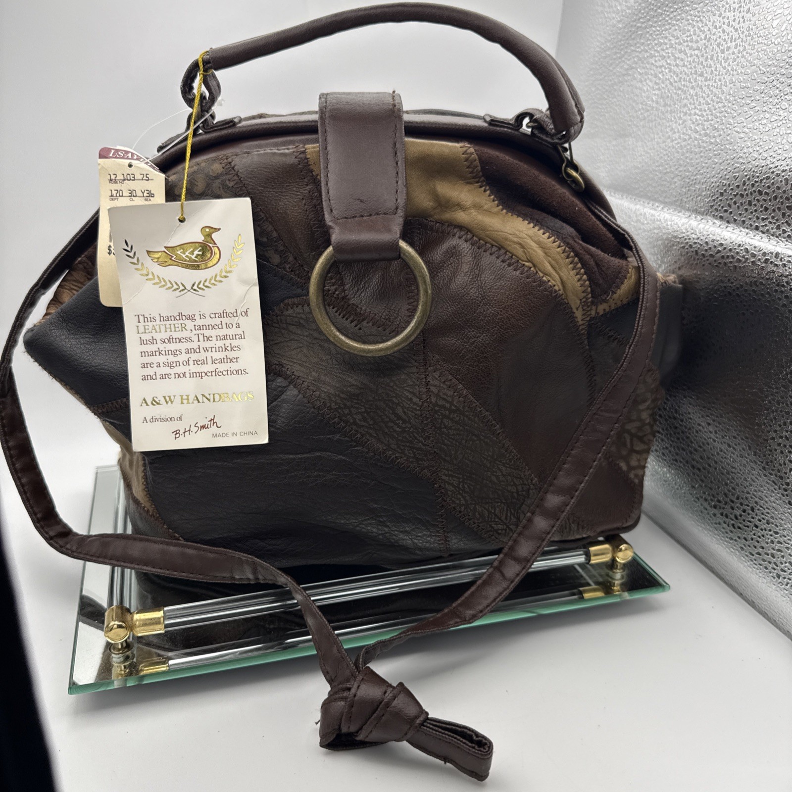 Vintage B H Smith Genuine Leather Patchwork Handbag NWT