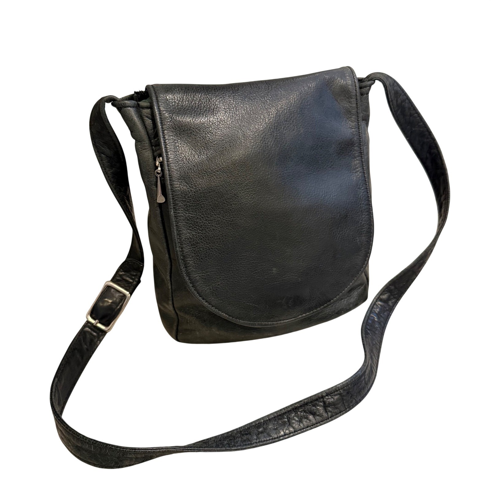 AmeriBag Healthy Back Bag Black Leather Crossbody Travel Ergonomic