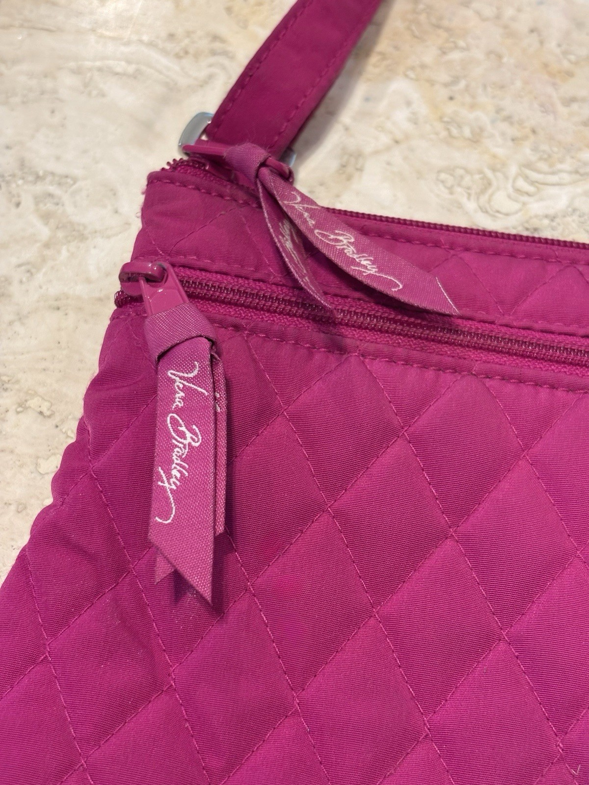 Vera Bradley Triple Zip Hipster Crossbody Bag Womens Pink Quilted Coast Classic