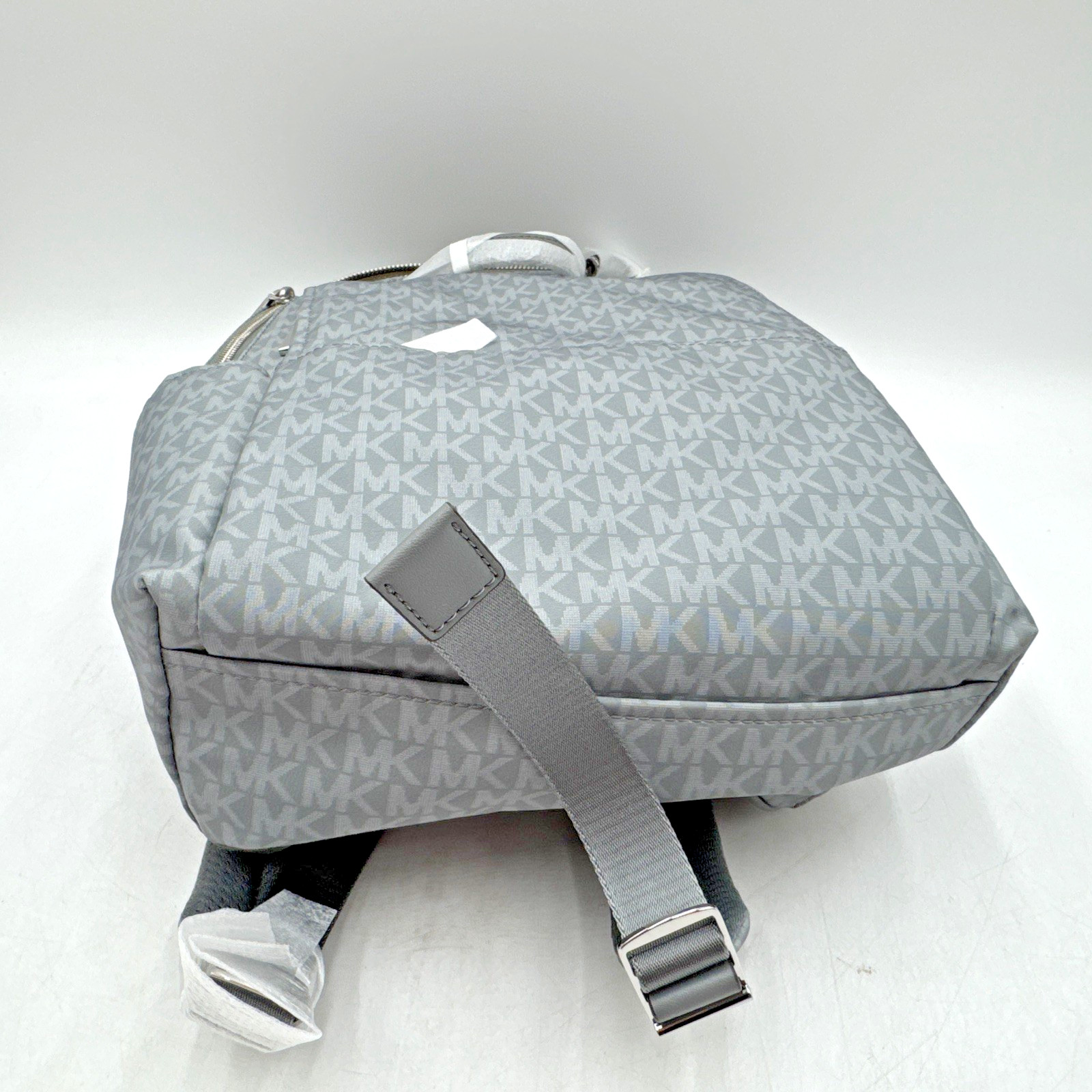 Michael Kors Sable Large Backpack, Silver-toned MK Signature Coated Twill