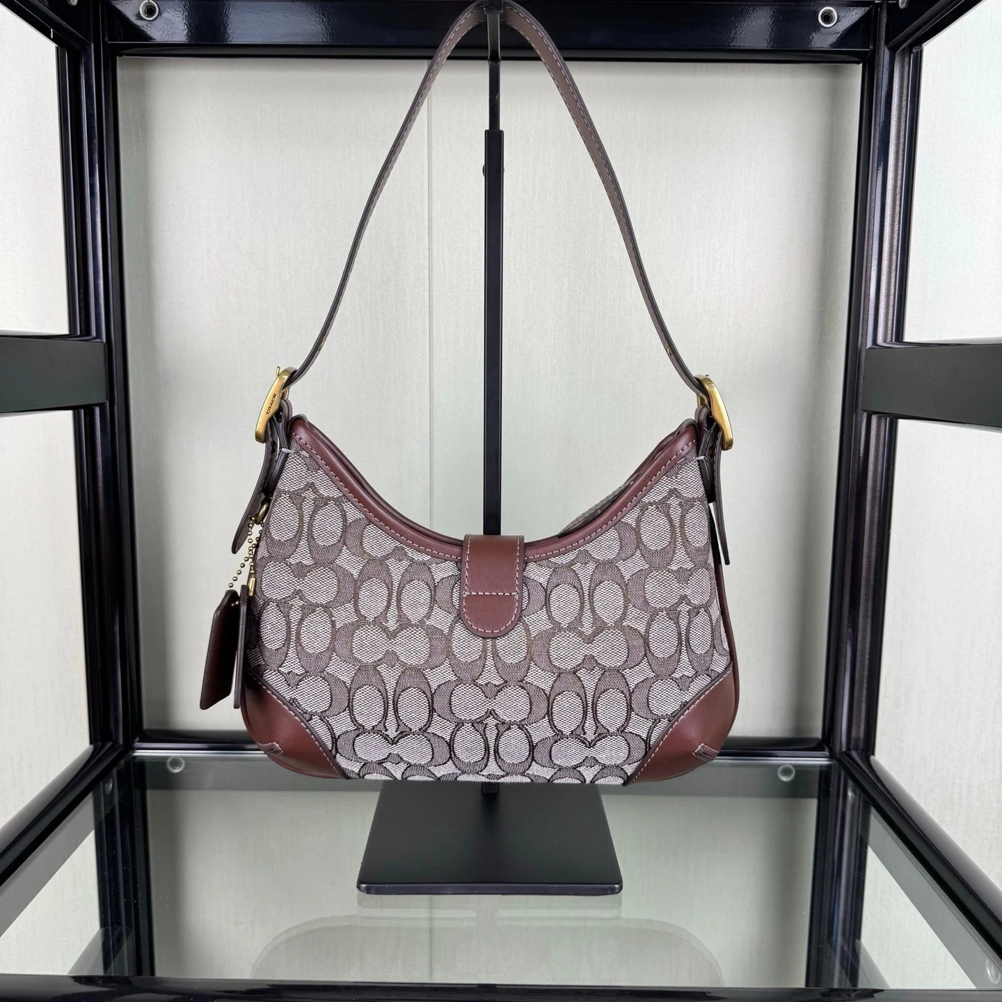 Coach Hamptons Hobo Bag In Signature Jacquard CBF16 Oak Maple