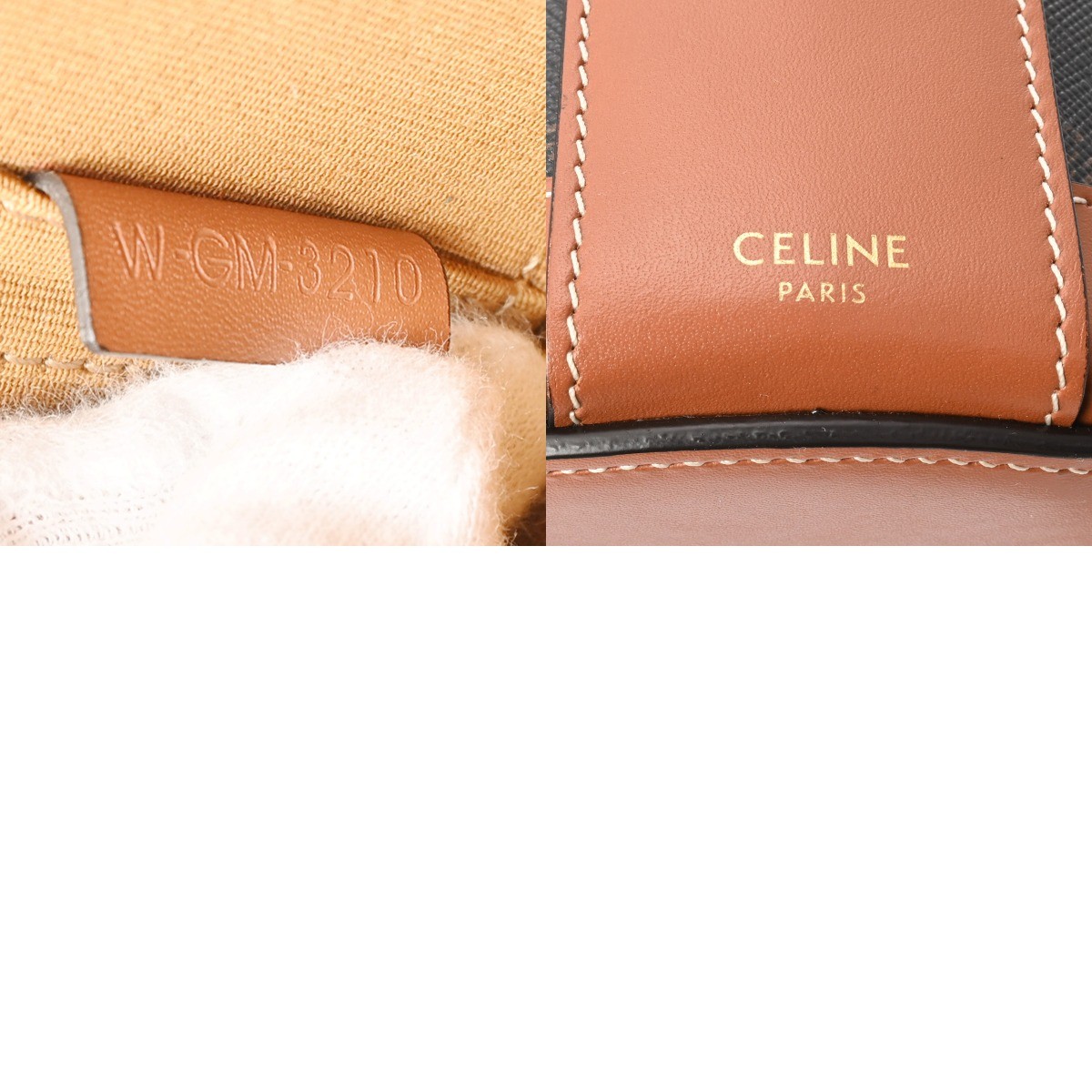 CELINE tambour medium 195192BZJ Triomphe triomphe canvas/calf Tan Women Shou…