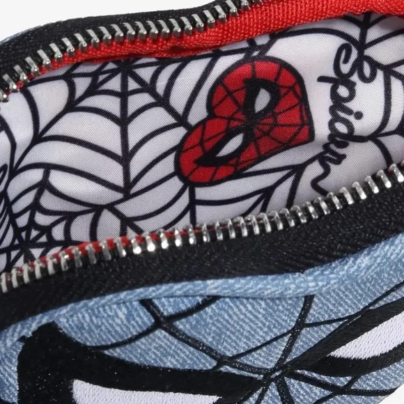 Loungefly Marvel Spider-Man Heart-Shaped Denim Crossbody & Coin Purse Set