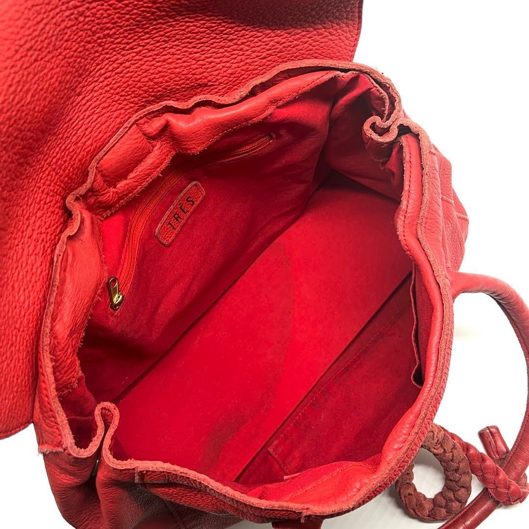 TRES Shoulder Tote Bag Purse Leather Red Horn Toggle Button Y2K Used vintage