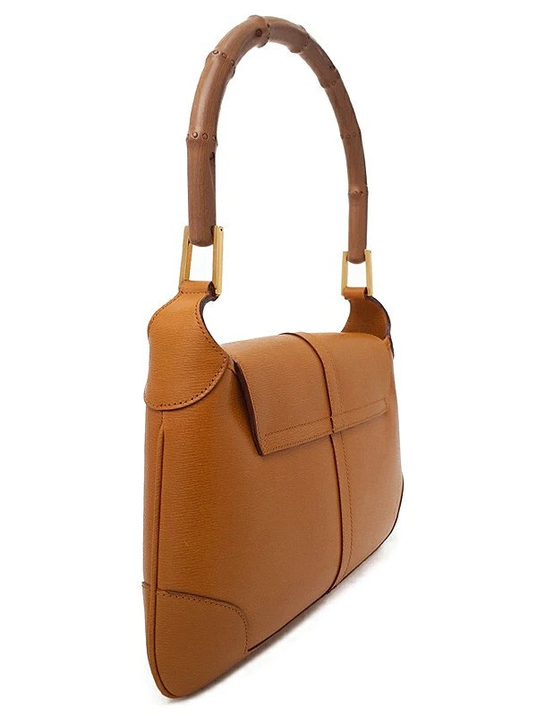 Gucci Bamboo 001 4096 1669 Leather Dark Brown Shoulder Bag Women’s #TB3705