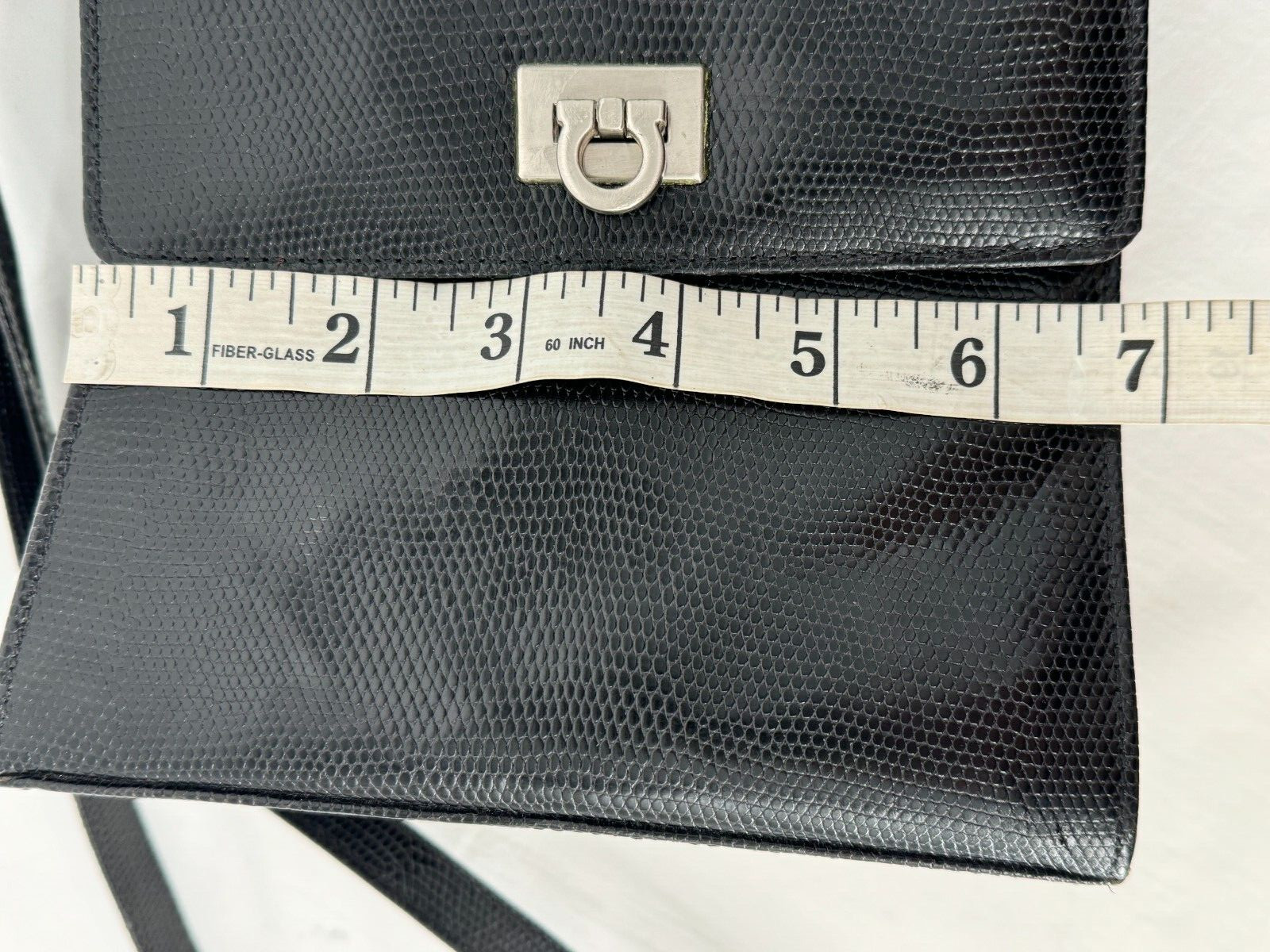 VTG 70s SIMARD & Voyer Black Snake Effect Leather Crossbody Bag Shoulder Purse