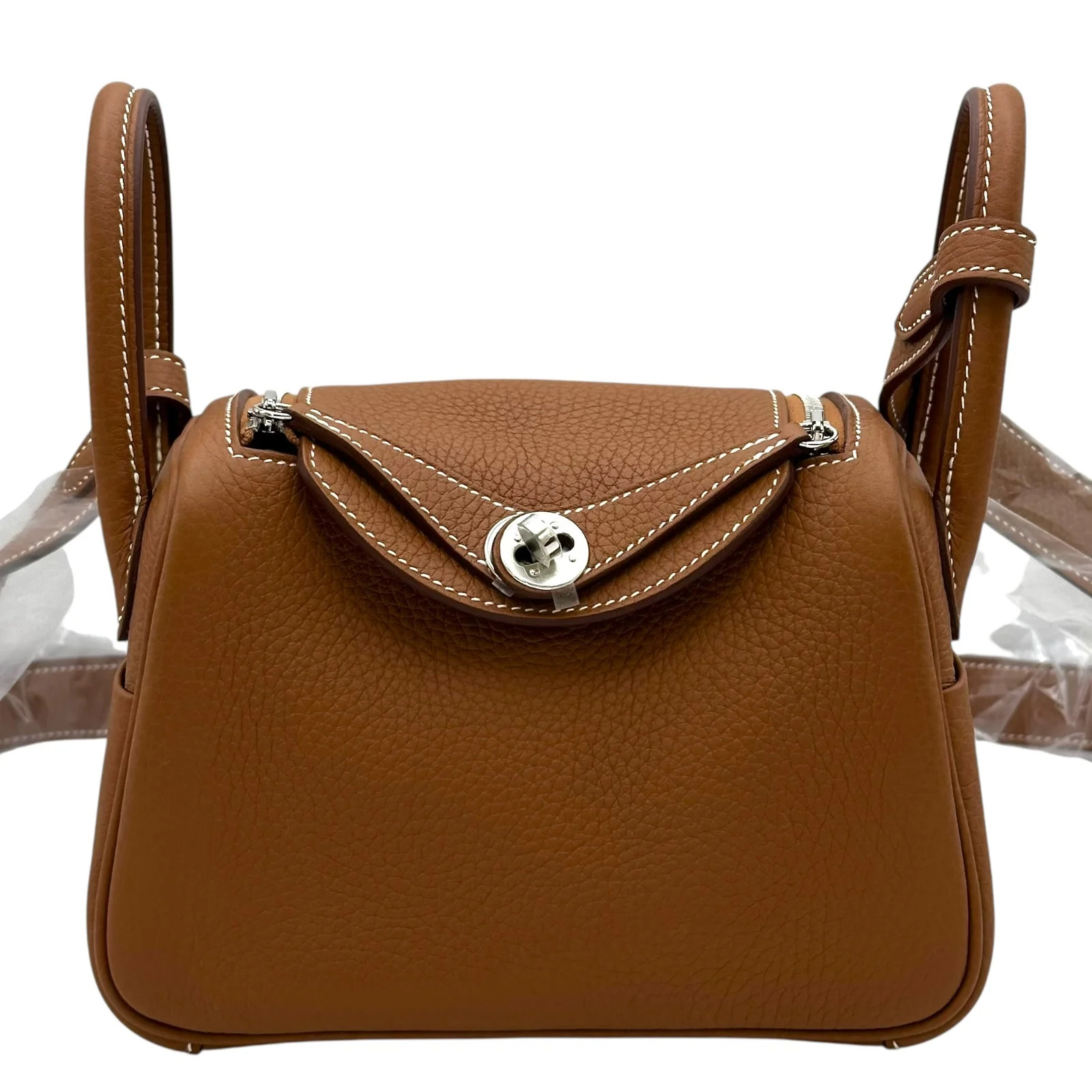 HERMES Lindy Mini Gold Taurillon Leather Shoulder Bag #OKB442