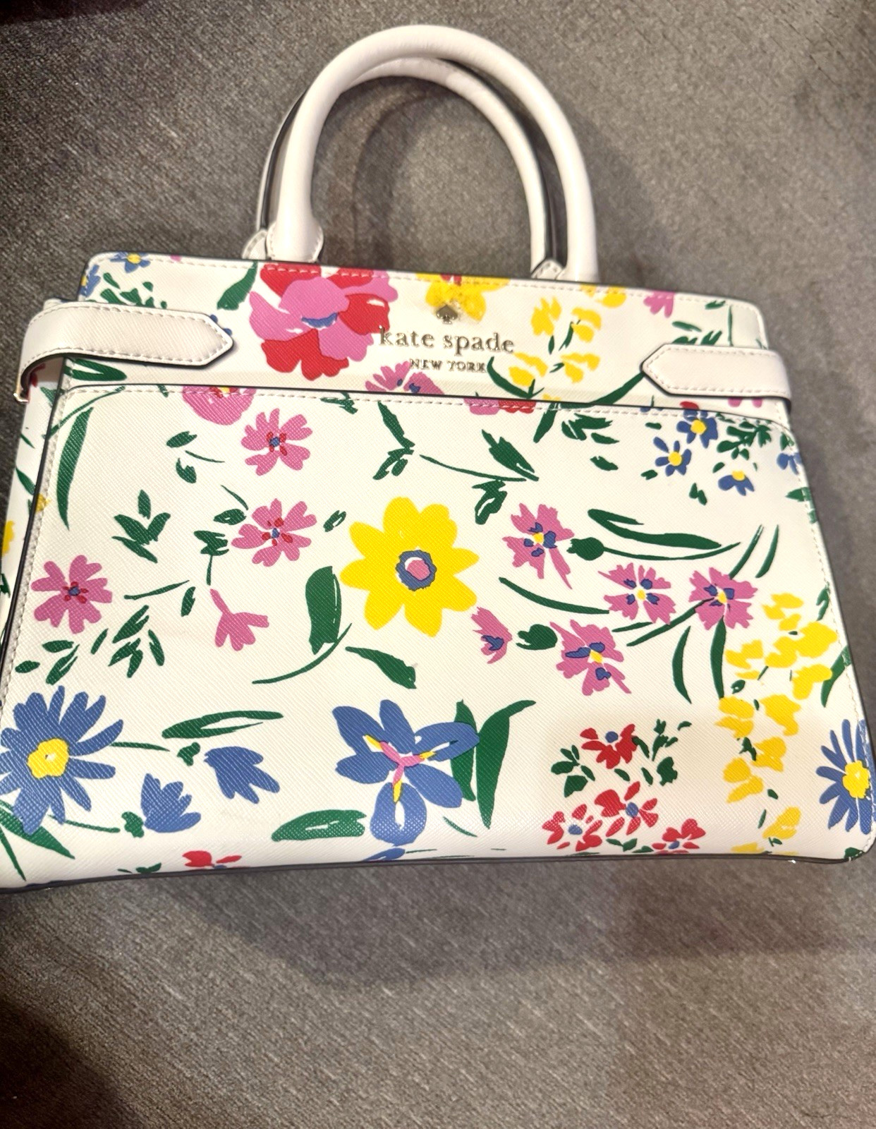 Kate Spade New York Staci Garden Bouquet Small Satchel in a beautiful white mult