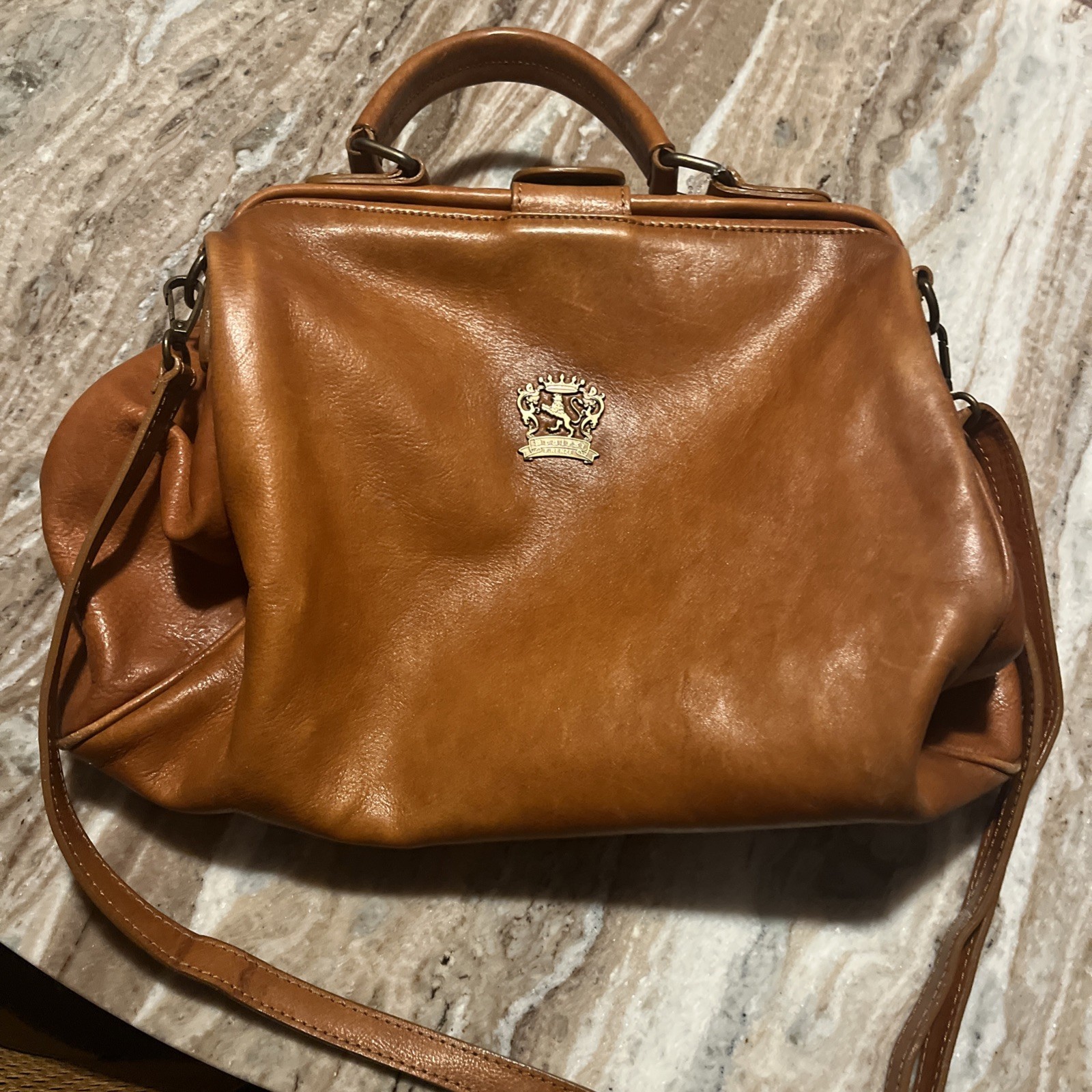 Pratesi Firenze Brown Purse Made In Italy Leather Shoulder Bag Handbag