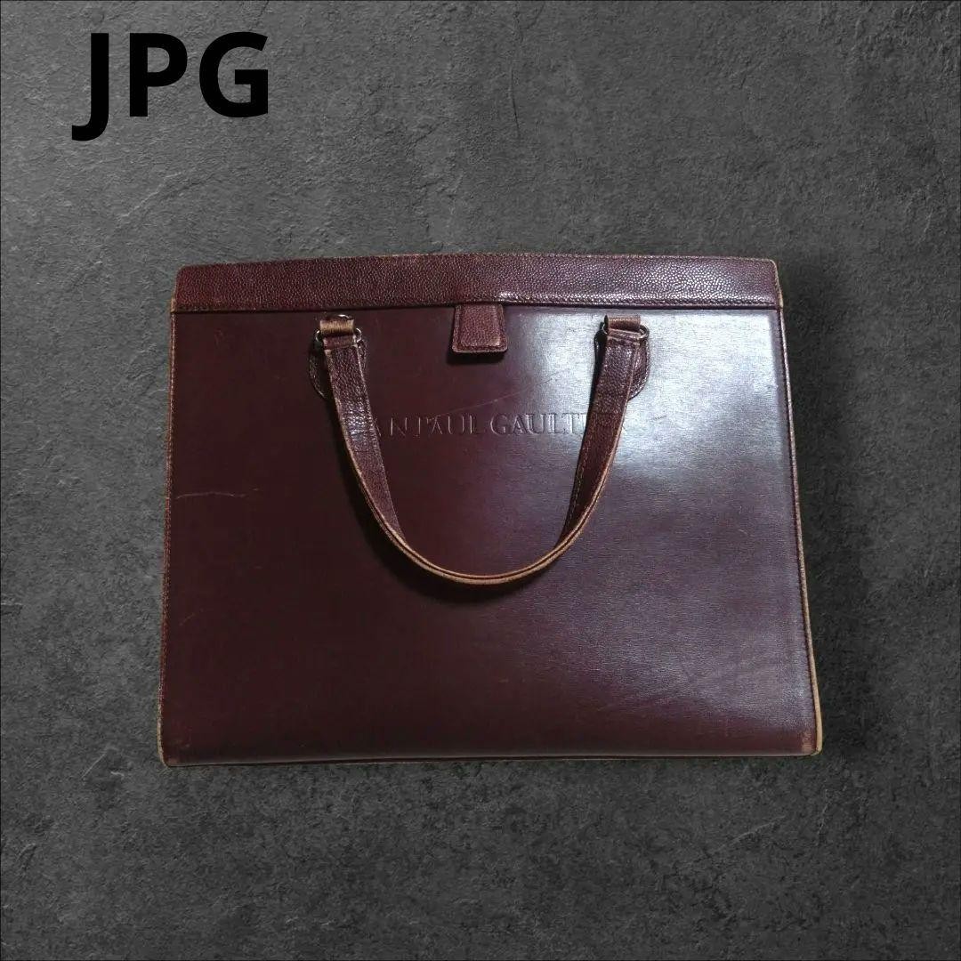Jean Paul Gaultier Tote Shoulder Bag Leather Red Brown Mens Vintage from Japan