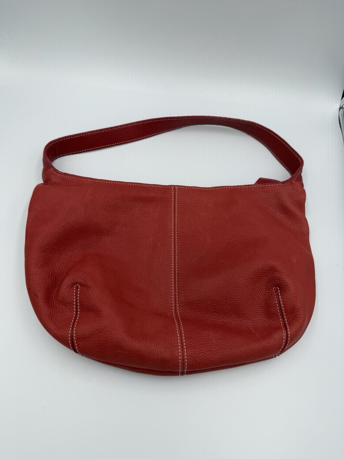 Tignanello Genuine Red Supple Pebbled Leather Hobo Style Shoulder Bag