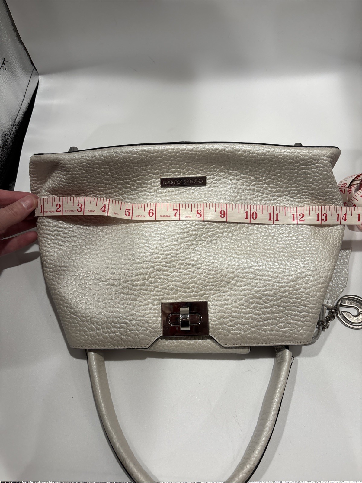 Charles Jourdan Handbag White Pebble Leather Handbag