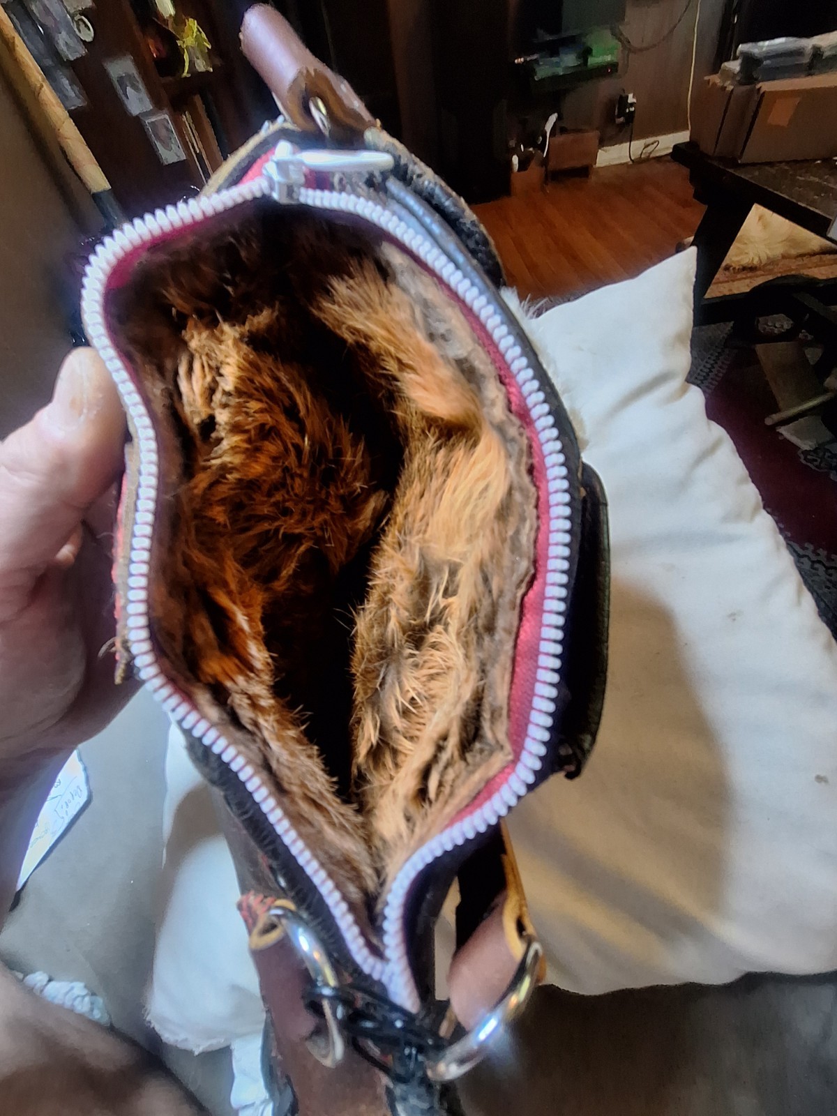 Custom Upcycled Vtg FB Baseball Mitt Shoulder Crossbody Hip/Sporran Real Fur Bag