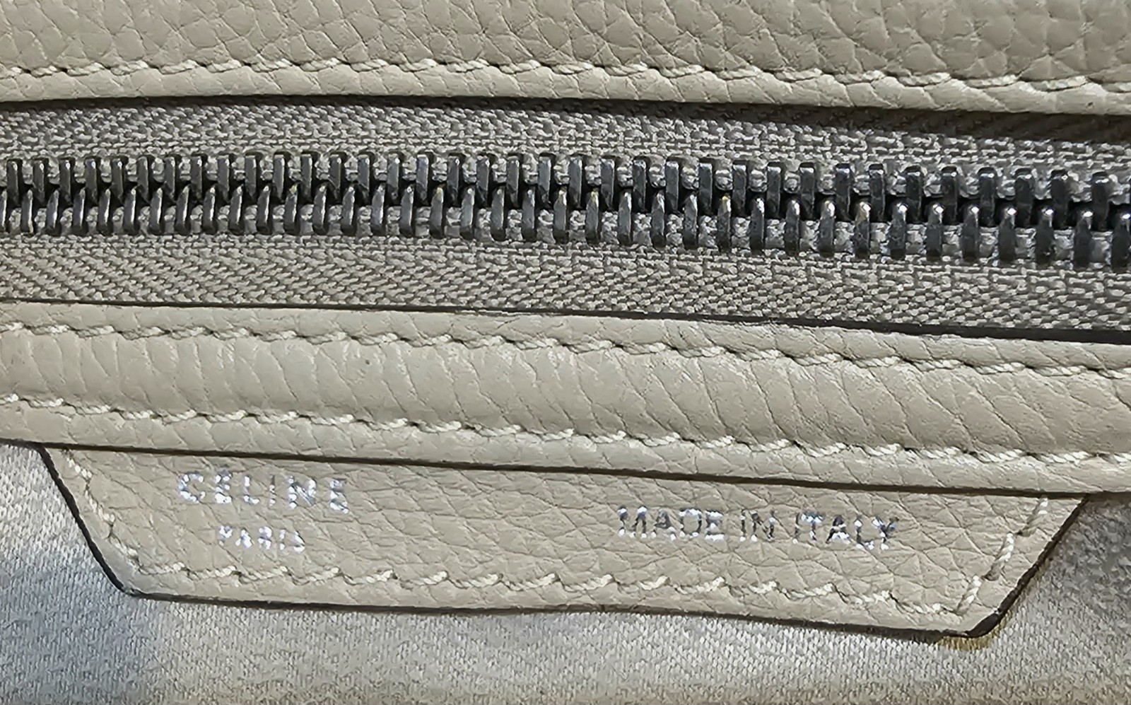 Authentic CELINE Mini Drummed Calfskin Luggage Tote In Dune