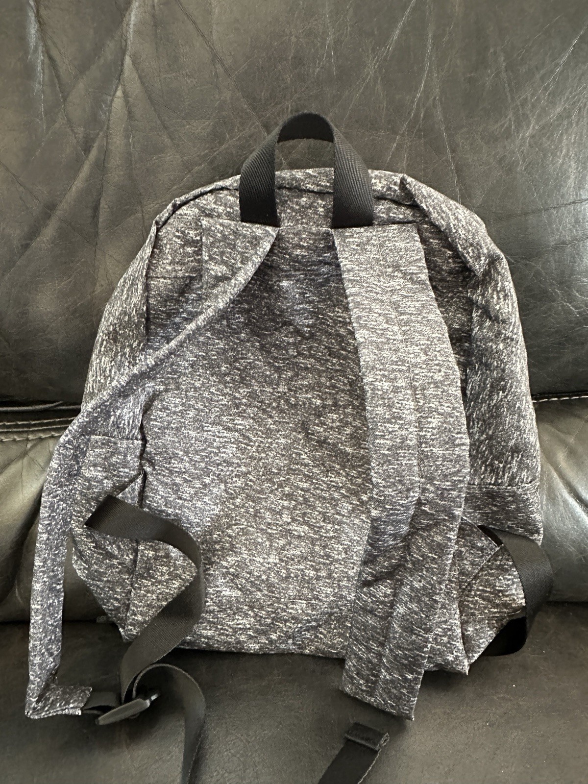 PINK Gray Heathered Backpack Zip Front Pocket Top Handle Adjustable Strap Charm