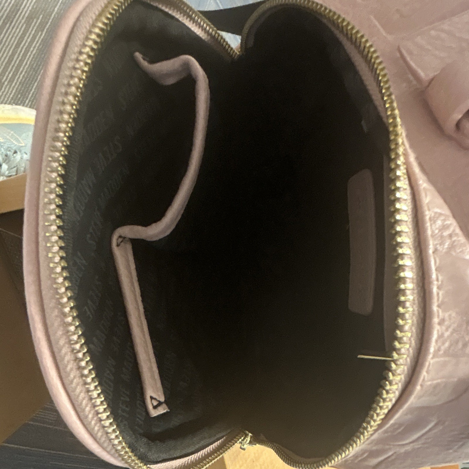 Steve Madden Pink Logo Embossed Mini Backpack Gold Hardware Zip Adjustable Strap