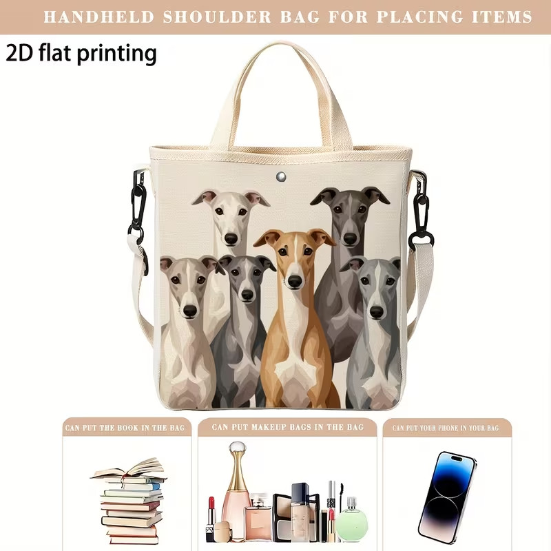 Whippet Greyhound Dog Tote Bag Shoulder Shopping Handbag Gift Animal Lover