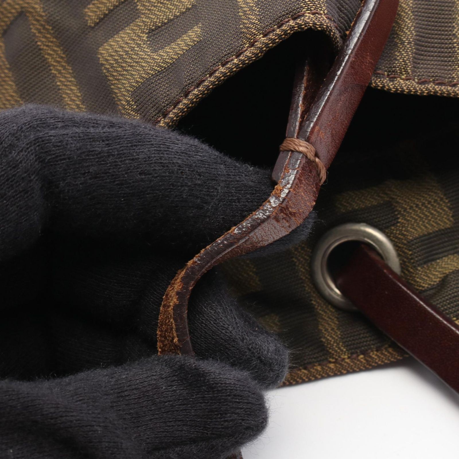 Authentic Fendi Zucca Tote Bag Brown Nylon Leather Ladies 25cm x 31.5cm Conditio