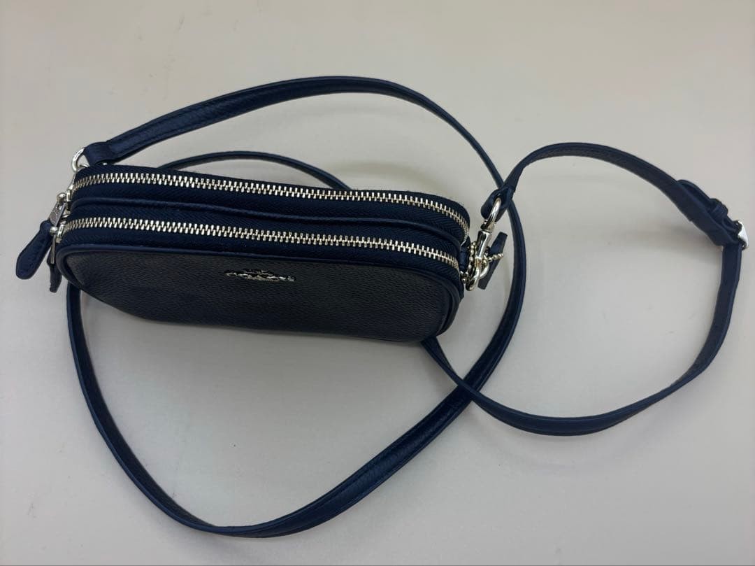 COACH leather double zipper shoulder bag