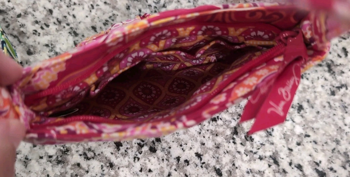 LOT/2 VERA BRADLEY SMALL HAND/SHOULDER BAG/PURSE RED/ORANGE–BLUE/GREEN EUC