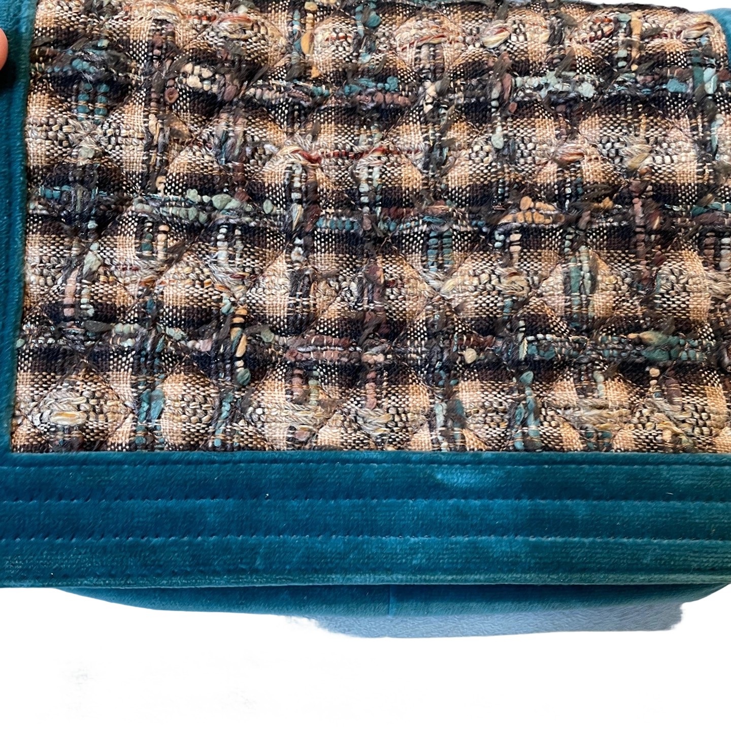 Chanel Le Boy Edinburgh Green Tweed Velvet Chain Bag Pre-Owned