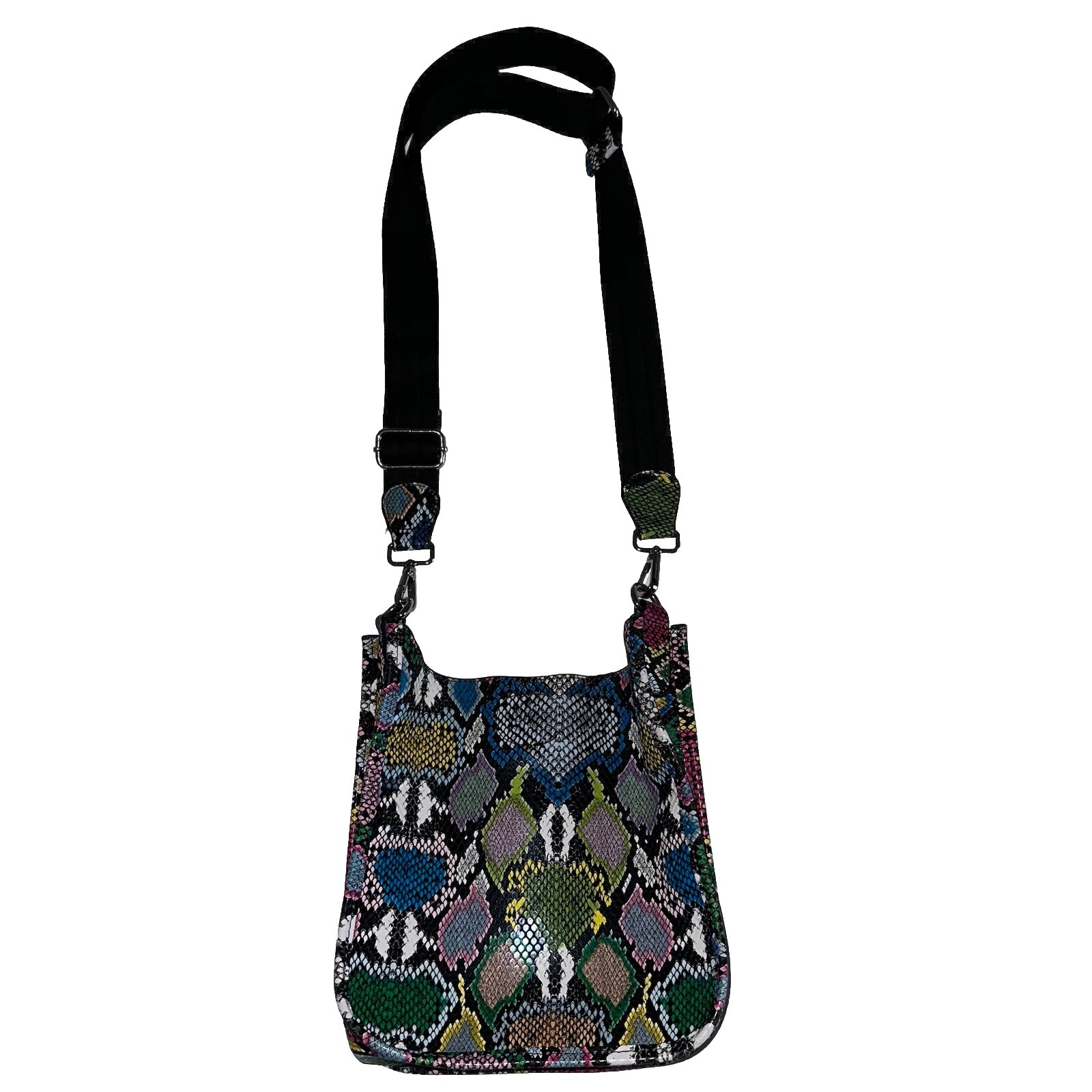 Ahdorned Reptile Snake Print Messenger Crossbody Bag Multi Color Faux Leather