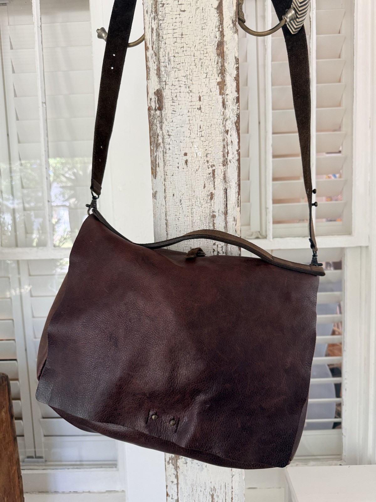 Custom Artisanal Brown Leather Convertible Bag 3-in-1 Backpack Crossbody Satchel