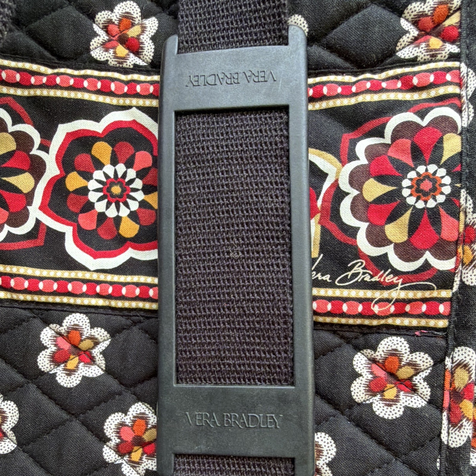 Vera Bradley Retired Piroutte Messenger Shoulder Bag Black Floral