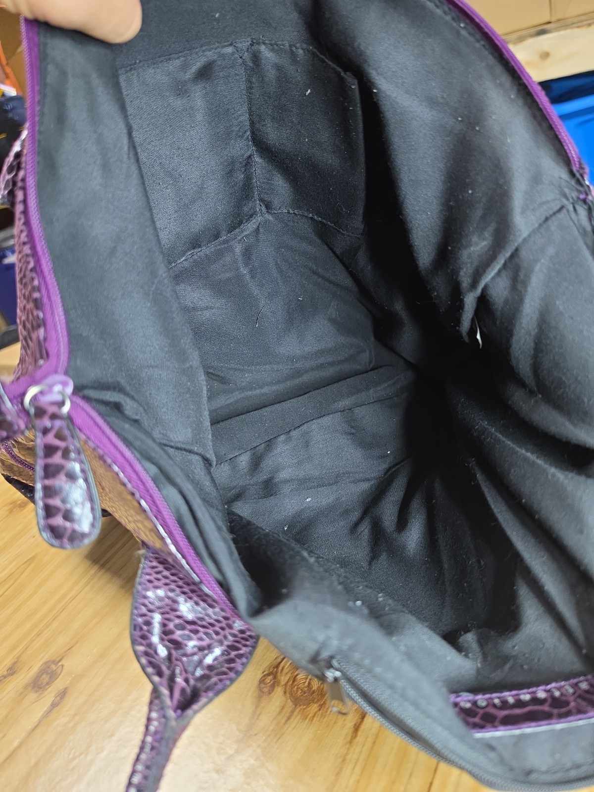 Brand Attention Faux Snakeskin/Leather Eggplant/ Purple Tote Handbag