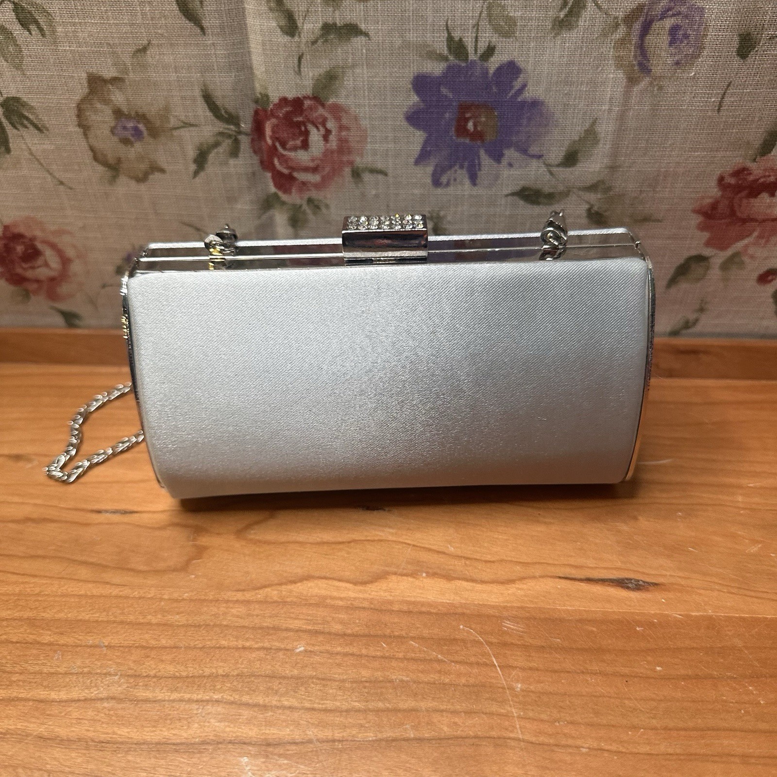 Ladies Evening Cluth by Lulu Townsend Silver with Rhinestone Clasp Glamour Purse