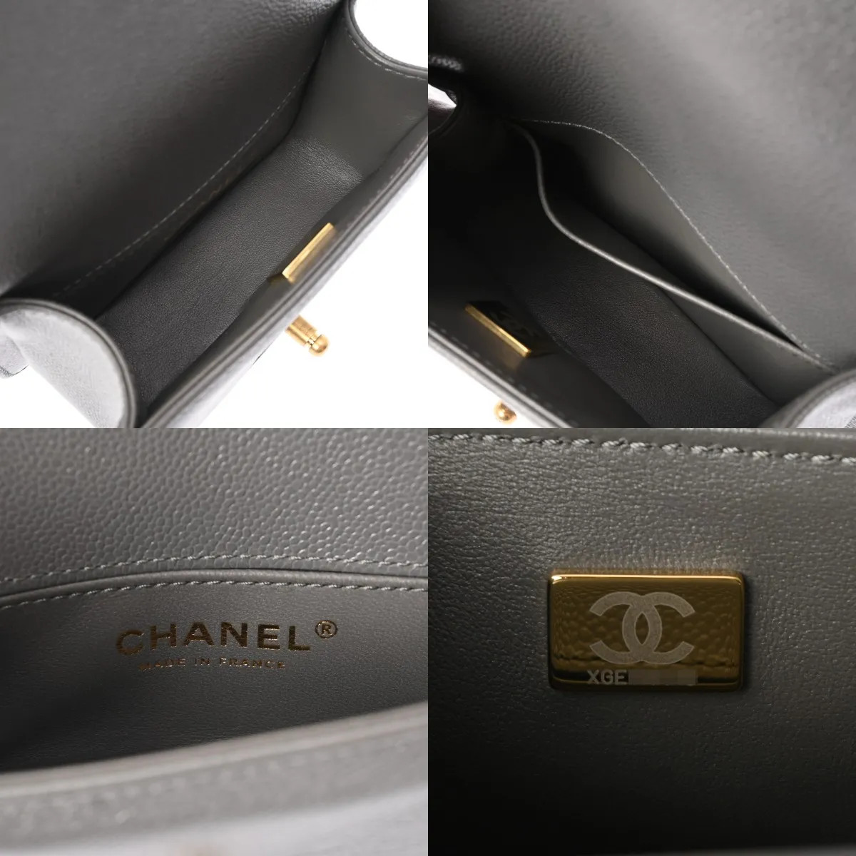 Chanel cm A67364 Shoulder Bag Grained Calfskin Gray #WB973