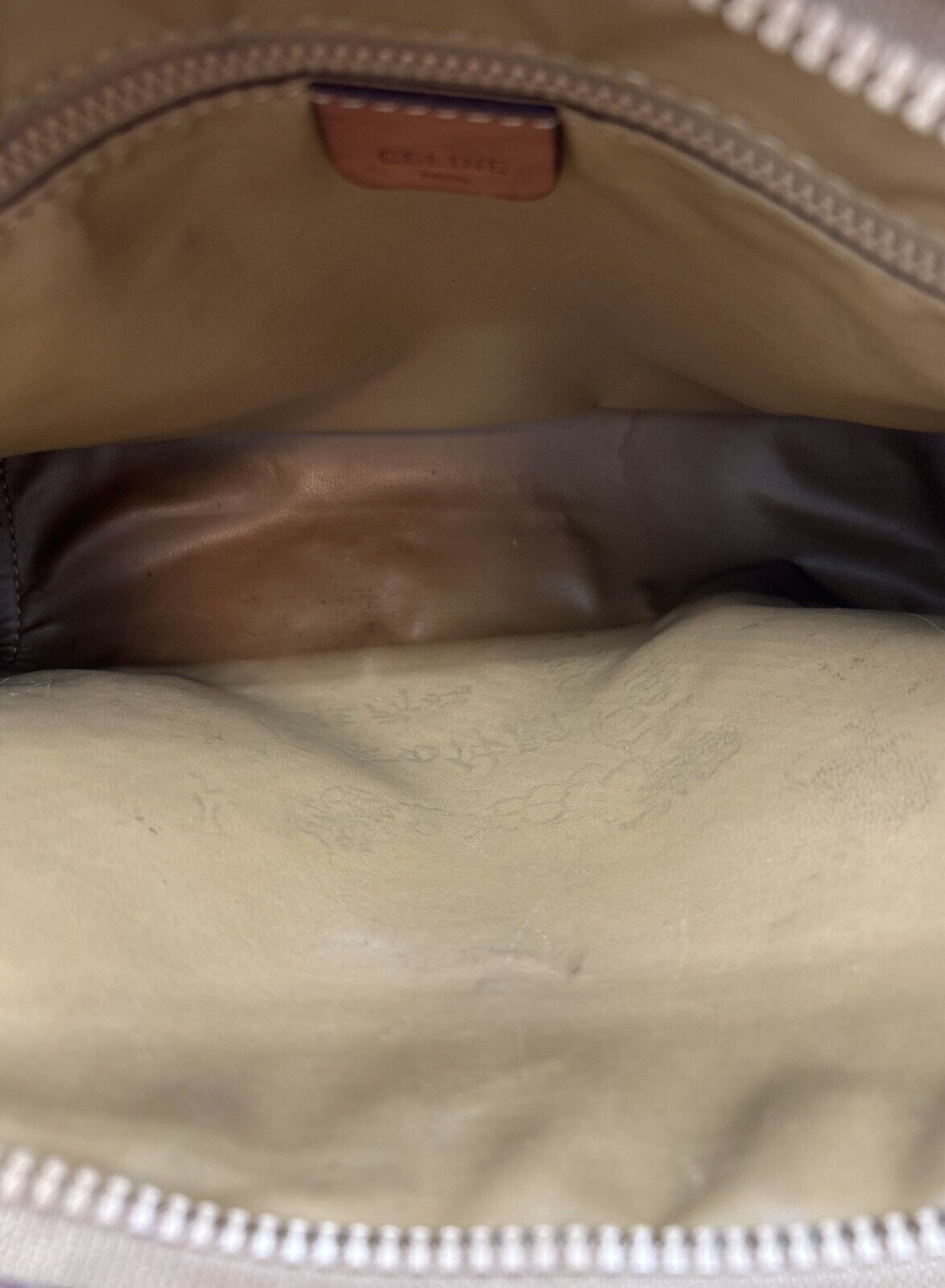 CELINE Macadam Clutch Bag Pouch PVC Beige Leather M07