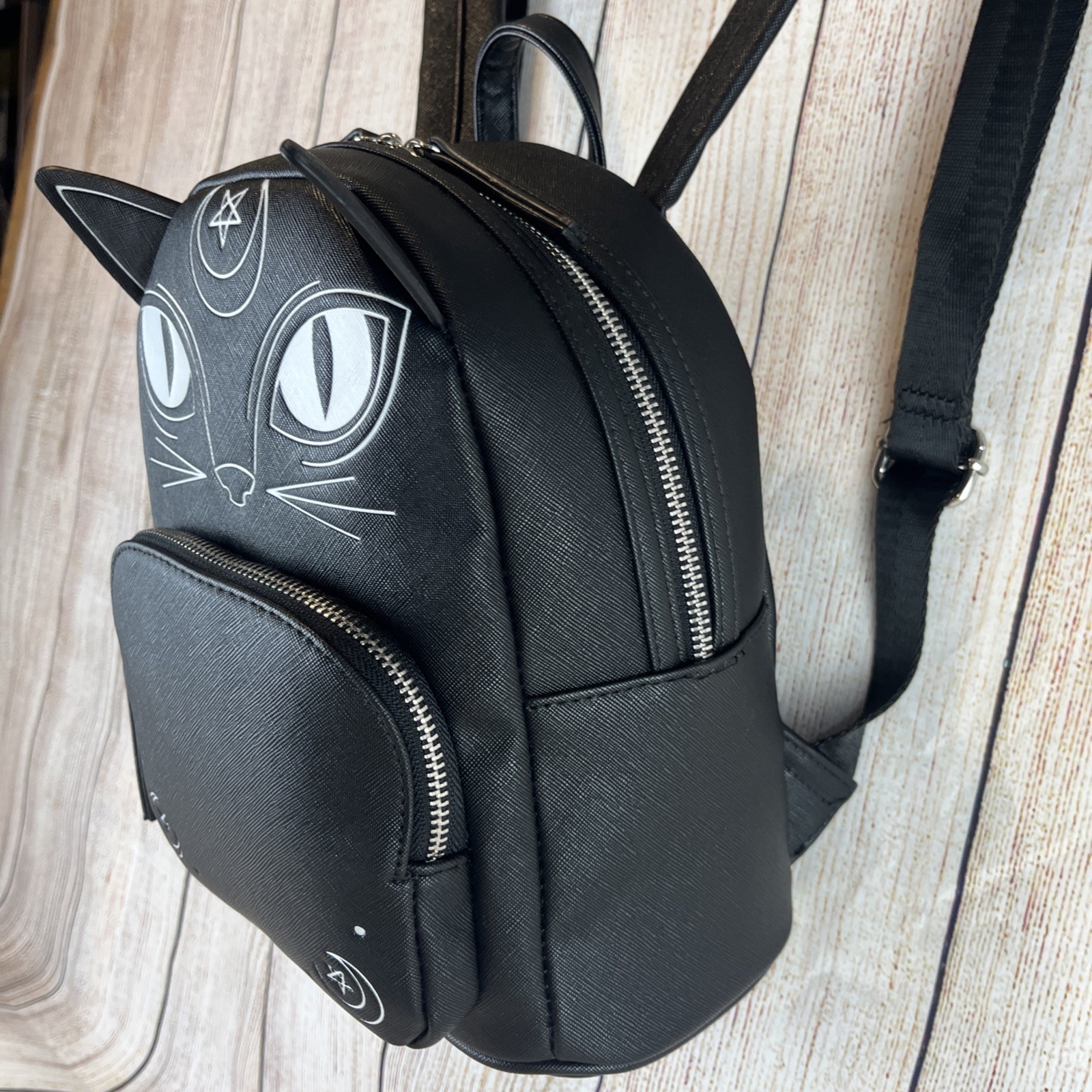 Mad Engine Witch Wiccan Black Cat Mini Backpack Moon Stars Halloween Pentagram 