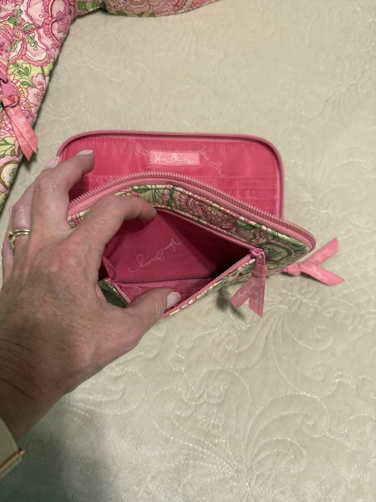 Vera Bradley Fall 2006 Petal Pink Quilted Crossbody Bag & Zip around Wallet