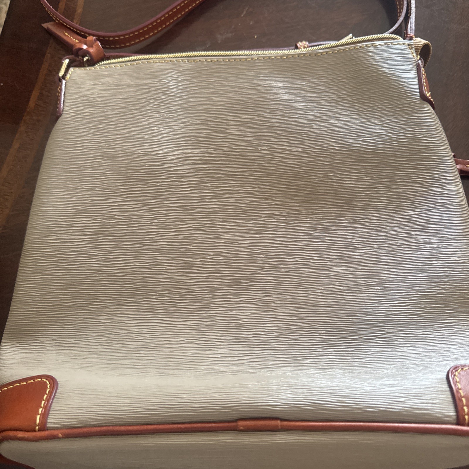 Dooney & Bourke Taupe and Chestnut Crossbody or Shoulder Bag.