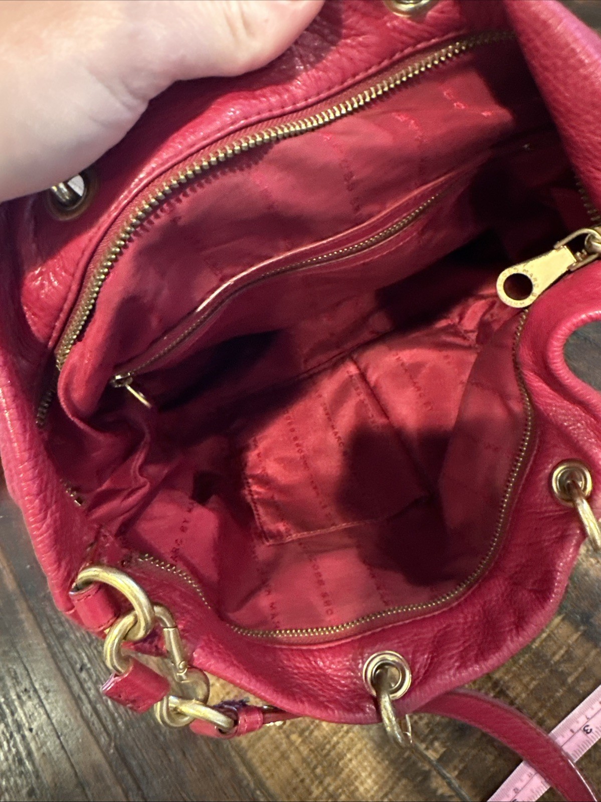 MARC BY MARC JACOBS Too Hot to Handle MINI Shopper Leather Pink/Red Tote Bag