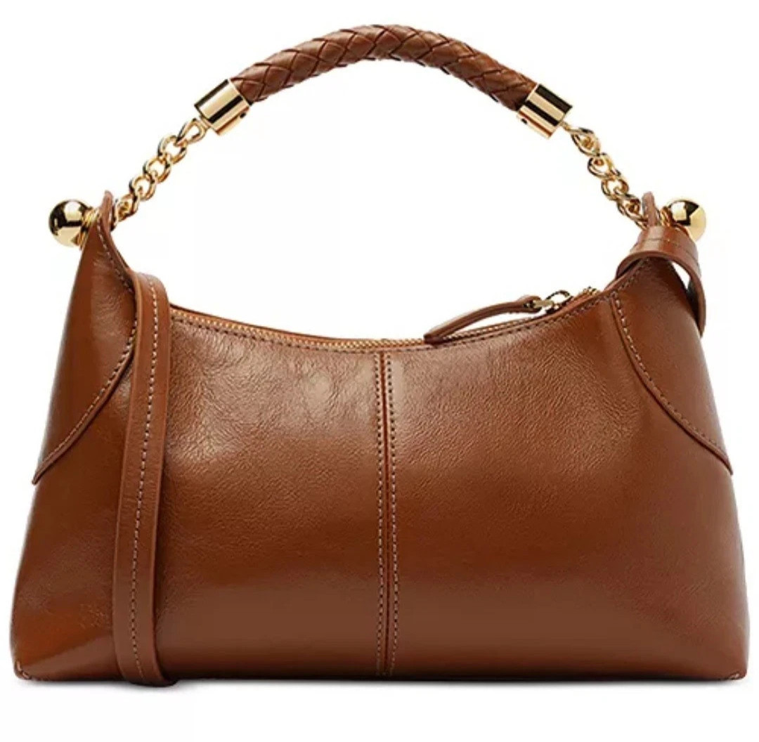 $189. Arezzo Mini Leather Woven Handle Cros Winter Cognac Gold