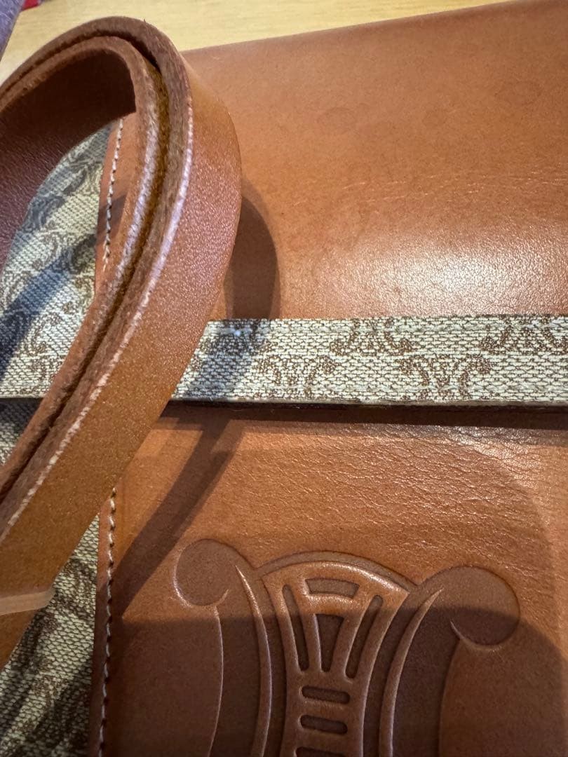 RARE Vintage CELINE Macadam Triomphe Monogram Flap Bag Brown Leather Authentic