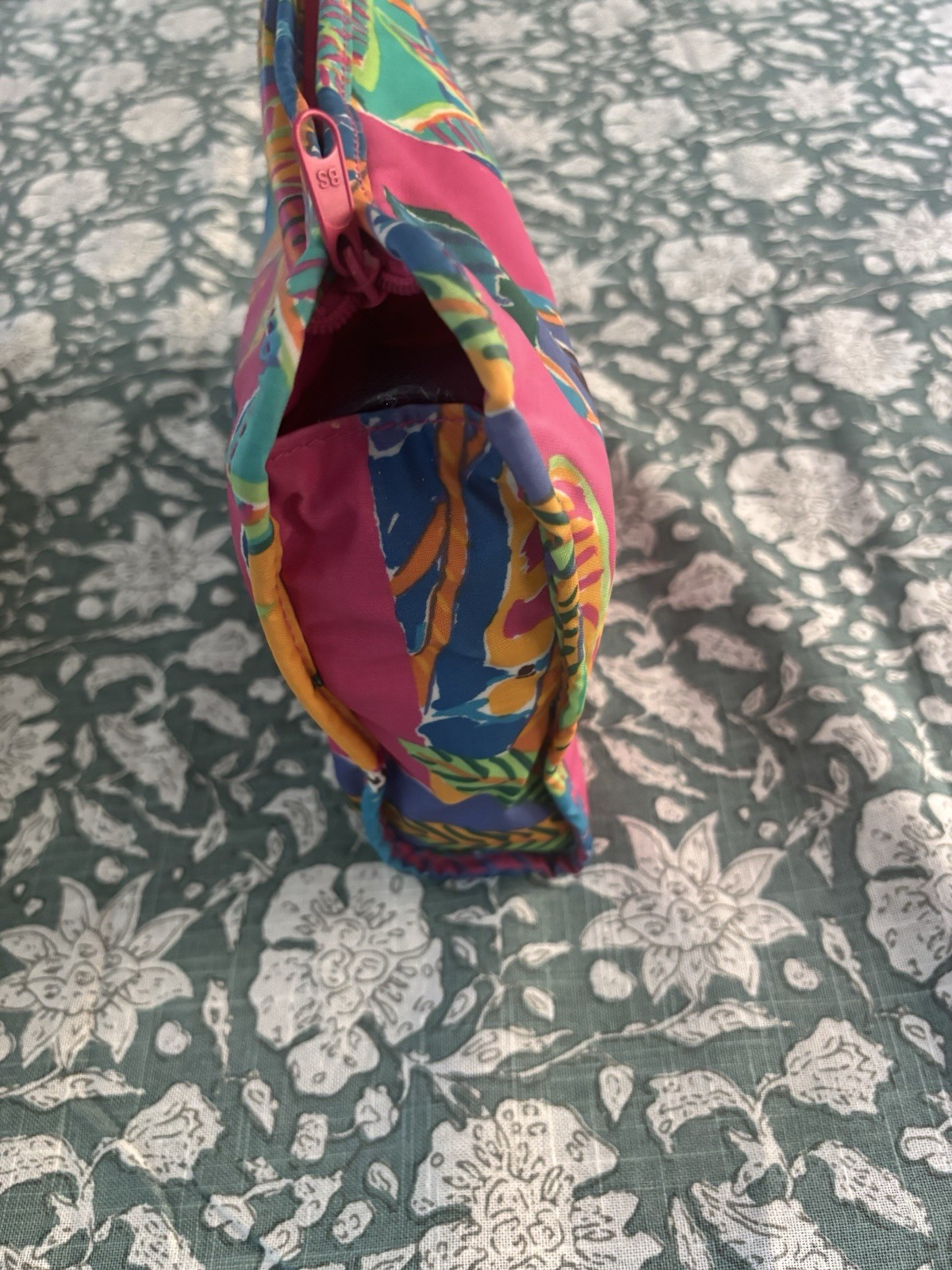 NWOT Vintage Ken Done PVC Beach Palm Trees Cosmetic Toiletry Bag Zip Close