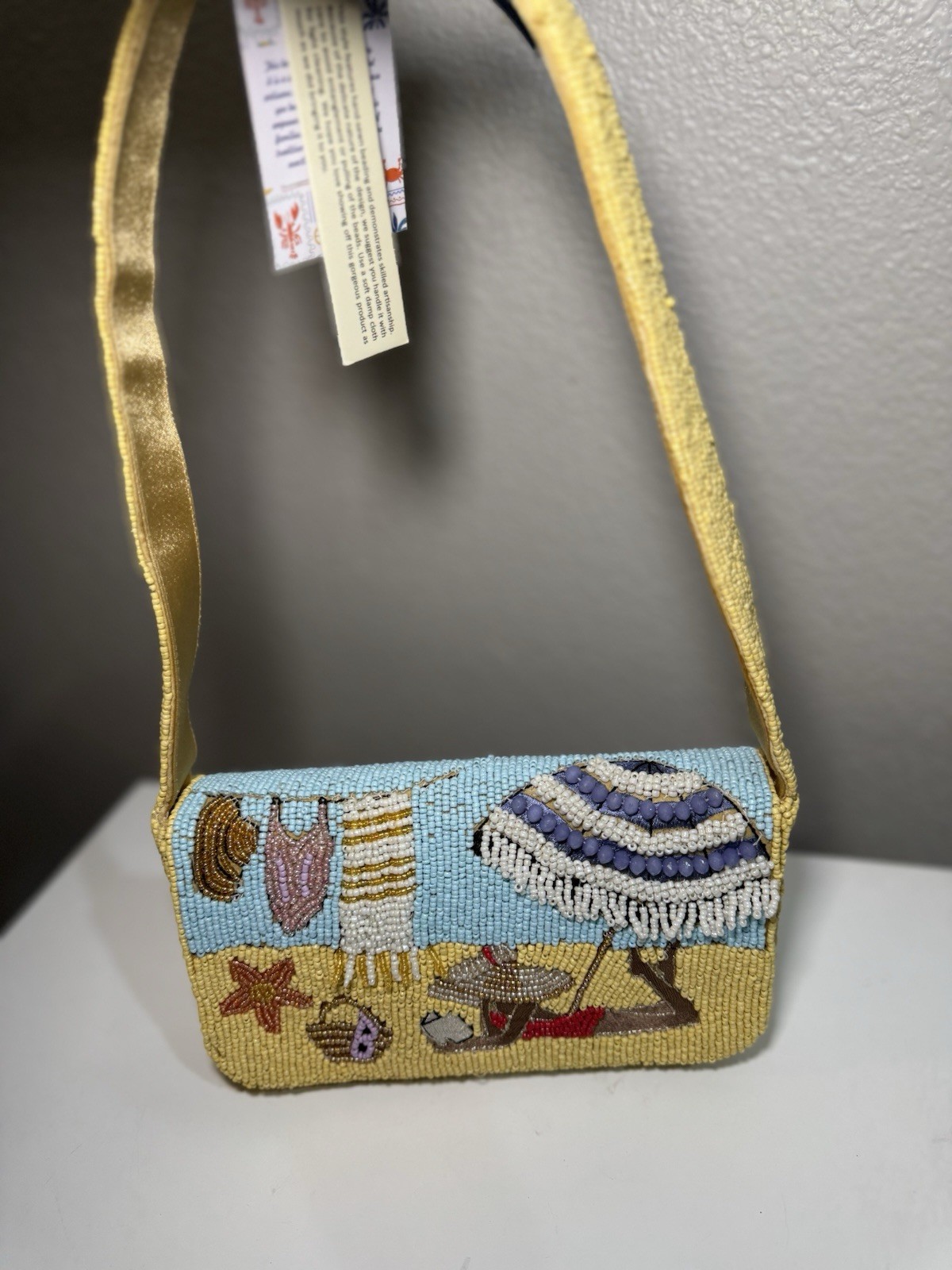 Beaded Coastal Purse Beach Scene Handbag Starfish Seashell Resort Vacation