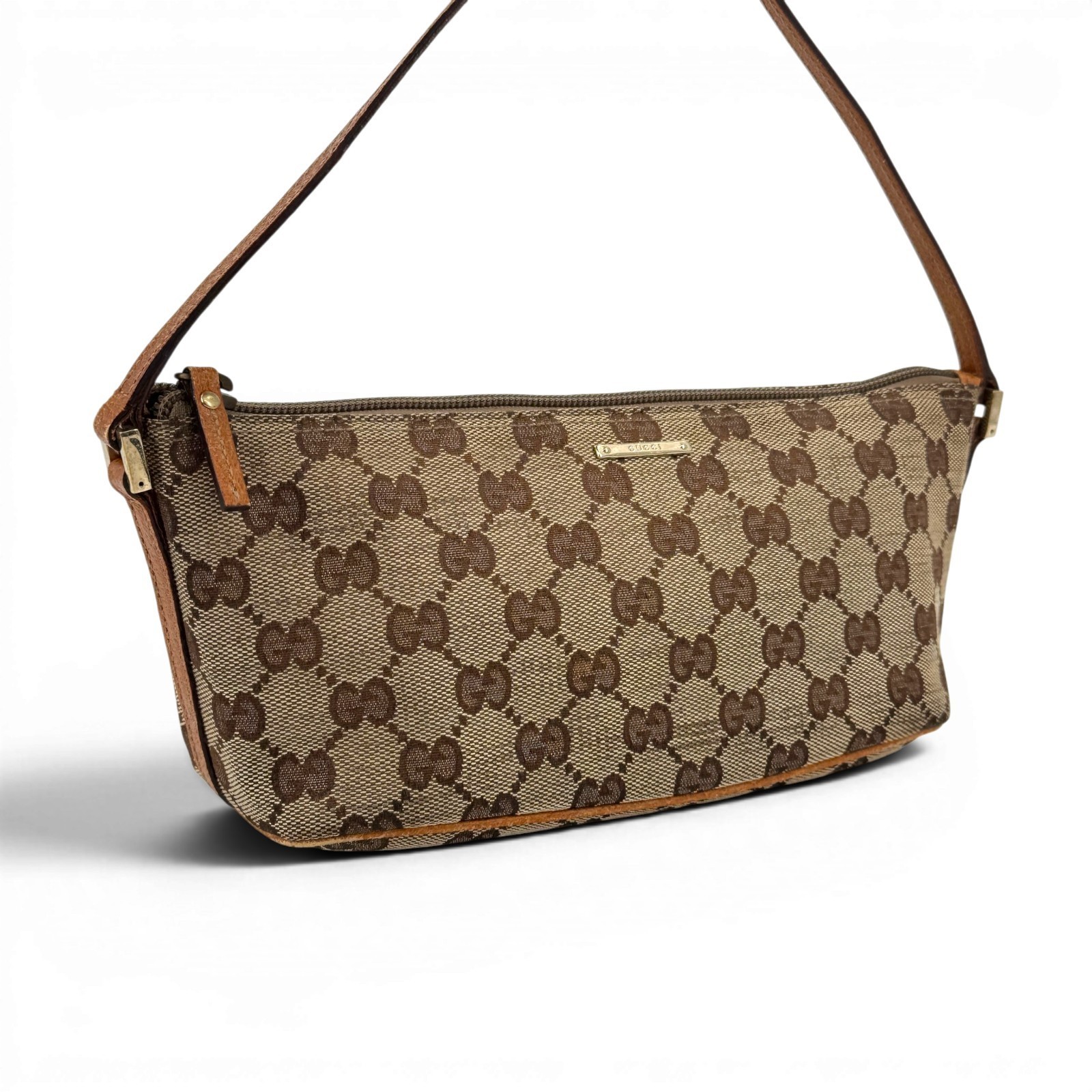 GUCCI GG Canvas Brown Mini Bag Pochette Vintage Y2K Pouch 07198