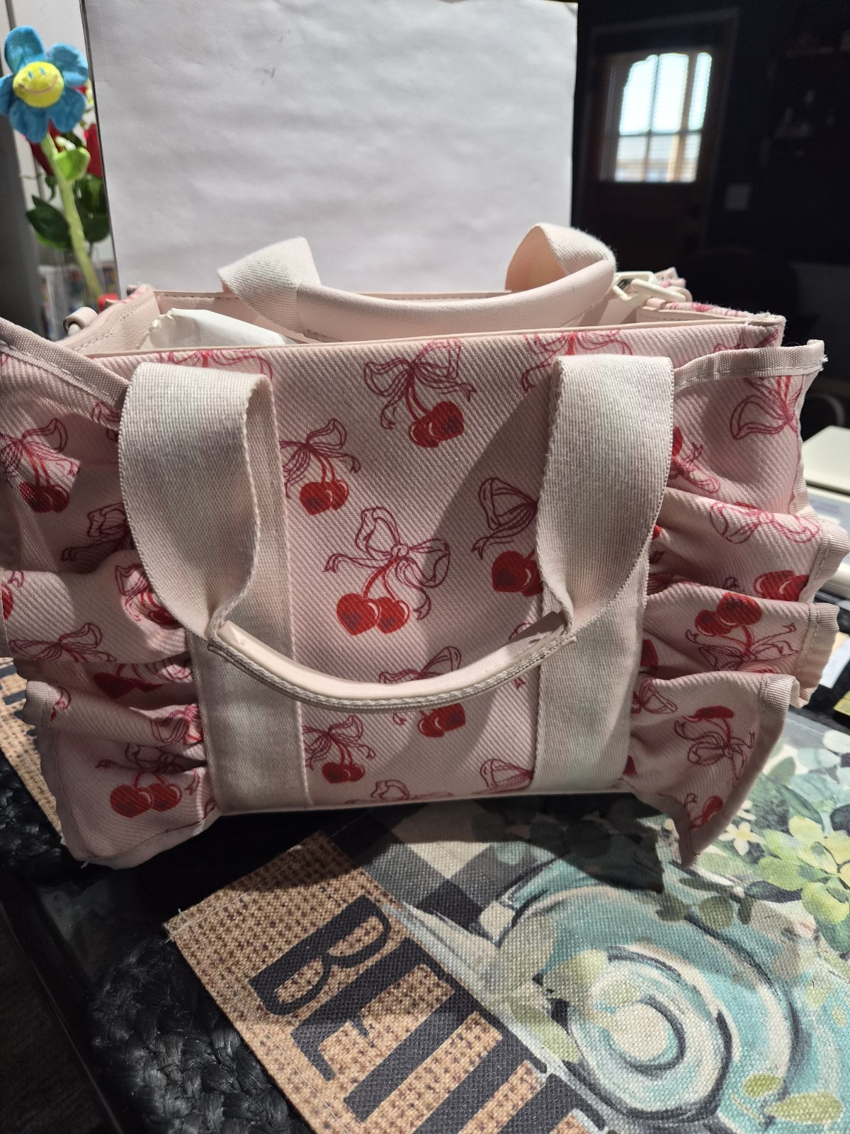 Betsey Johnson Luv Betsey Cherry Bow Ruffle Satchel Tote Bag Crossbody Purse NWT